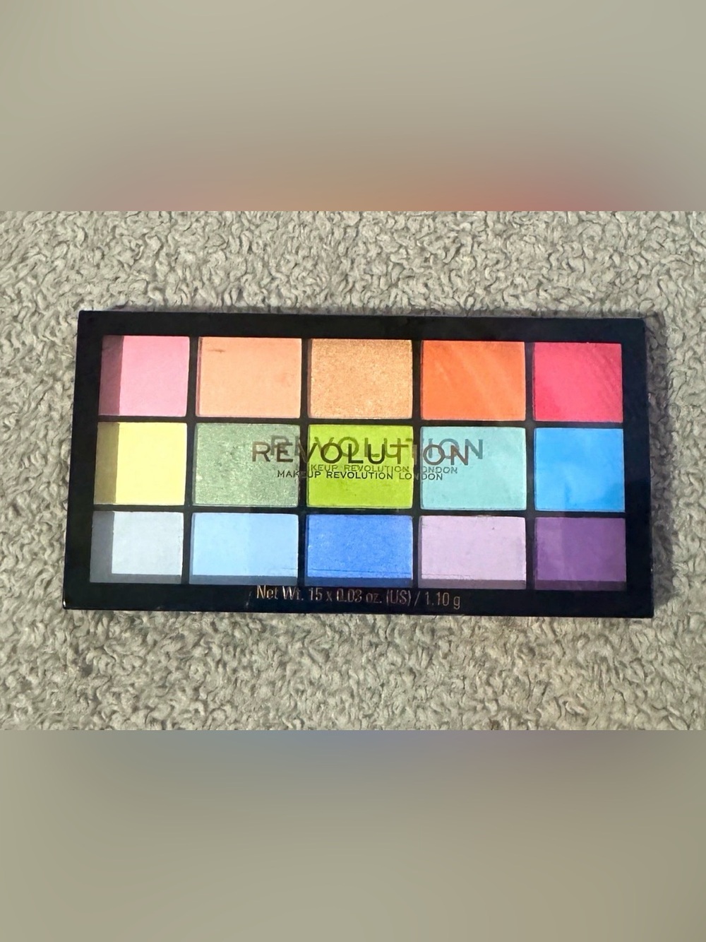 Revolution Rainbow Eyeshadow Palette - Pink, Orange, Yellow, Green, Blue, Purple